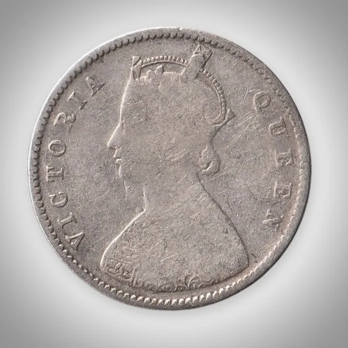 Rare Half Rupee 1862 Victoria Queen Silver Calcutta Mint Coinage of British India Coin # A457