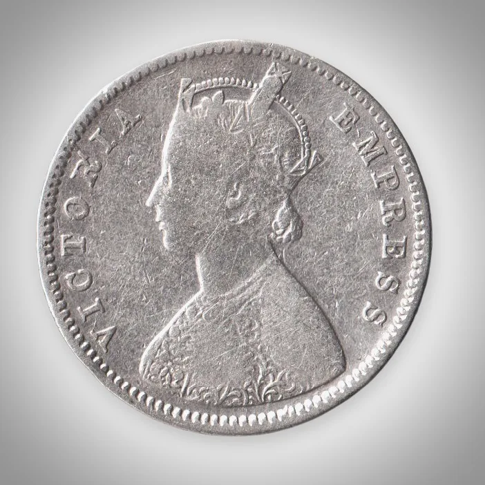 Rare Half Rupee 1888 Queen Victoria Empress Bombay Mint British India Silver Coin # A461