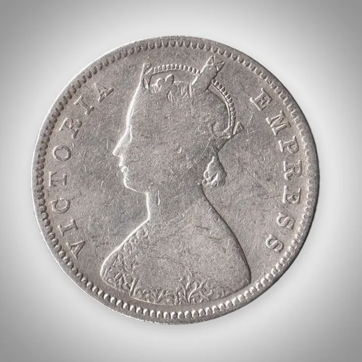 Rare Half Rupee 1892 Queen Victoria Empress Silver Bombay Mint Coinage of British India Coin # A466