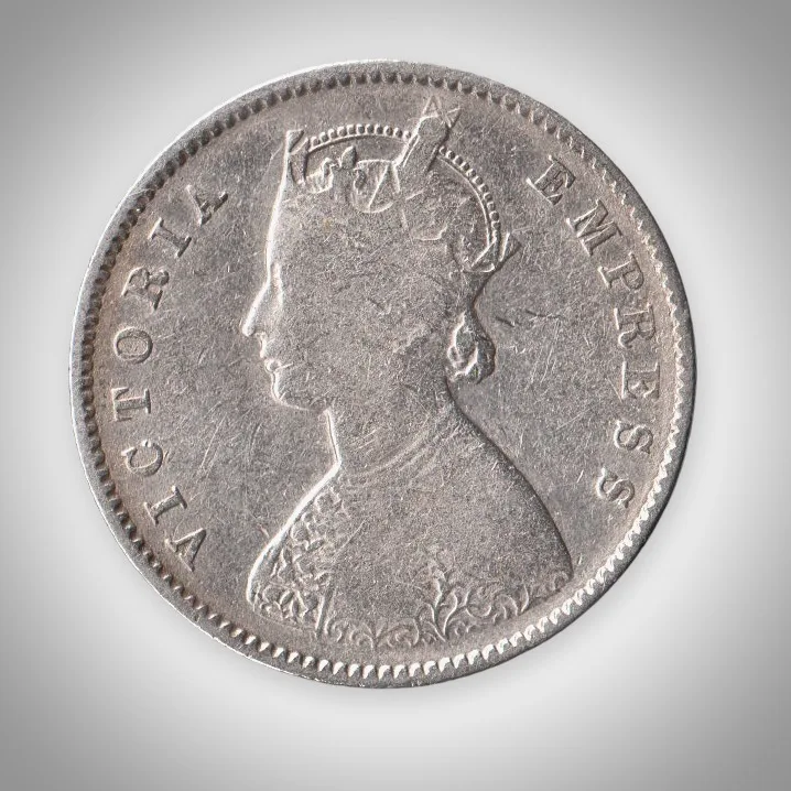 Rare Half Rupee 1893 Queen Victoria Empress Silver Calcutta Mint Coinage British India Coin # A468