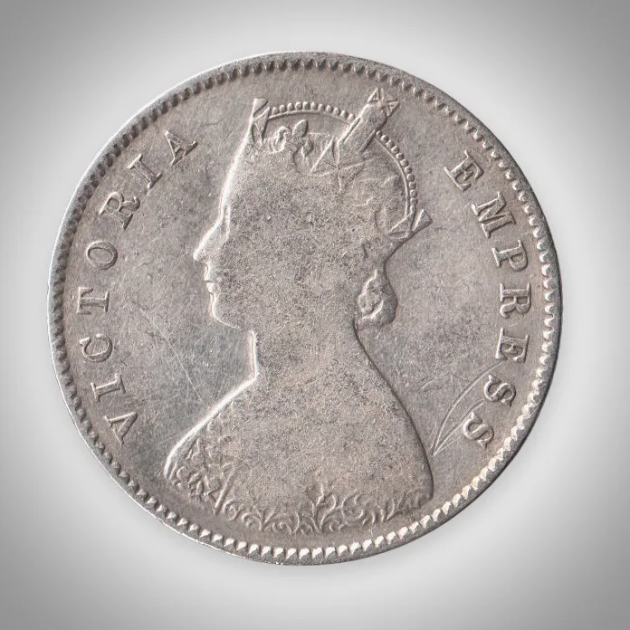 Rare Half Rupee 1893 Queen Victoria Empress Silver Calcutta Mint Coinage of British India Coin # A469