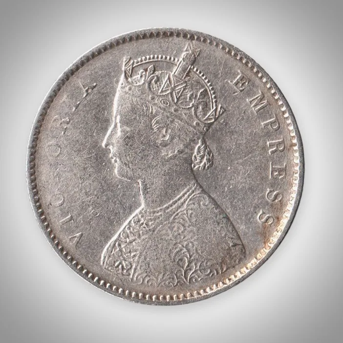 Rare Half Rupee 1893 Queen Victoria Empress Calcutta Mint British India Silver Coin # A470