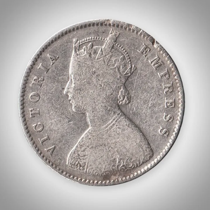 Rare Half Rupee 1896 Queen Victoria Empress Silver Calcutta Mint Coinage of British India Coin # A471