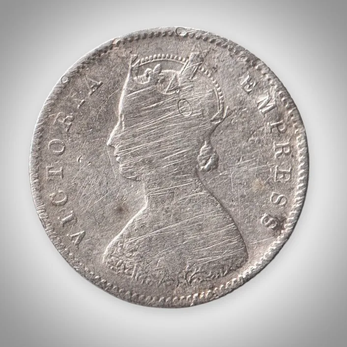 Rare Half Rupee 1899 Queen Victoria Empress Calcutta Mint British India Silver Coin # A474