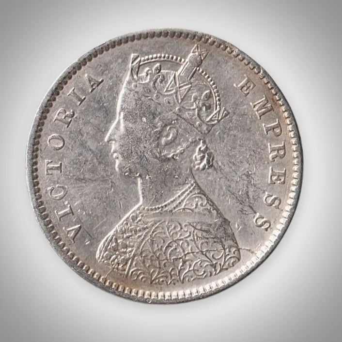 Rare Half Rupee 1899 Queen Victoria Empress Bombay Mint British India Silver Coin # A475
