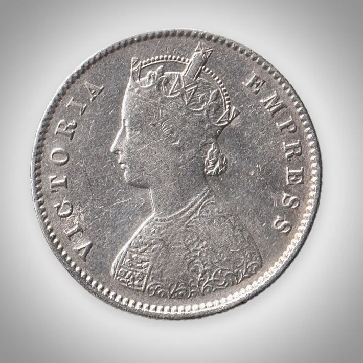 Rare Half Rupee 1899 Queen Victoria Empress Calcutta Mint British India Silver Coin # A477