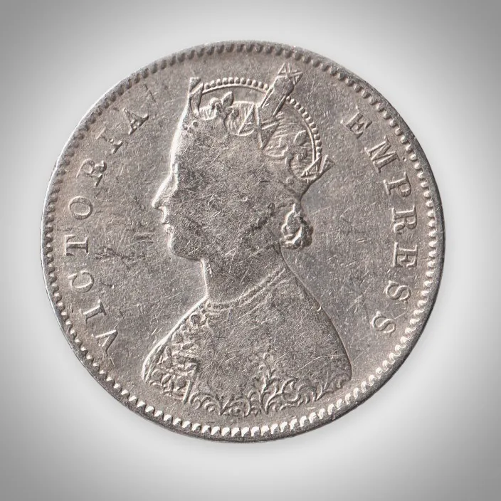 Rare Half Rupee 1899 Queen Victoria Empress Calcutta Mint British India Silver Coin # A478