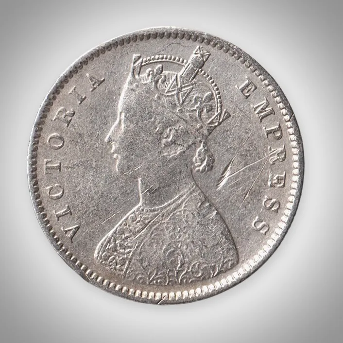 Rare Half Rupee 1899 Queen Victoria Empress Bombay Mint British India Silver Coin # A480