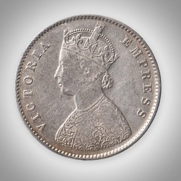 Rare Half Rupee 1899 Queen Victoria Empress Calcutta Mint British India Silver Coinage Coin # A481