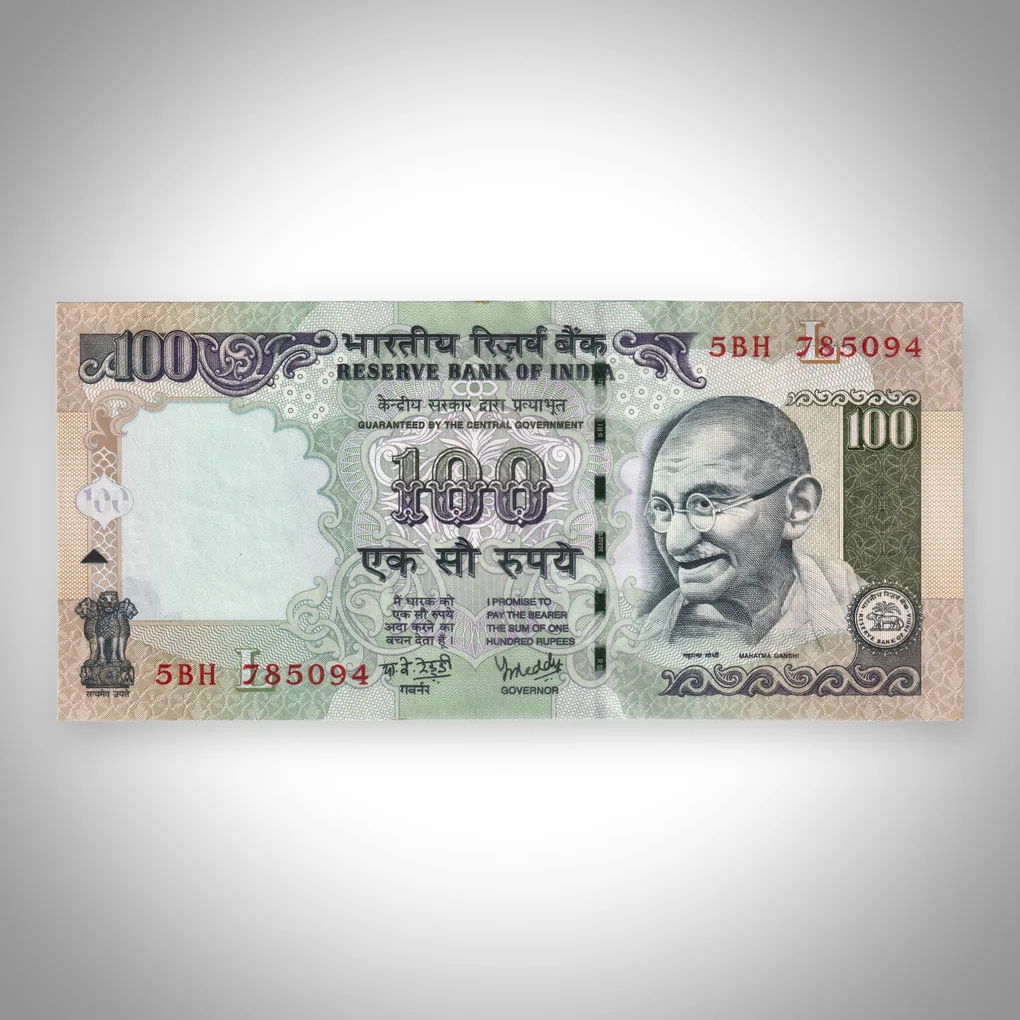 Rare 100 Rupees 2006 Mahatma Gandhi Series L Inset Y V Reddy Republic India Note # A487