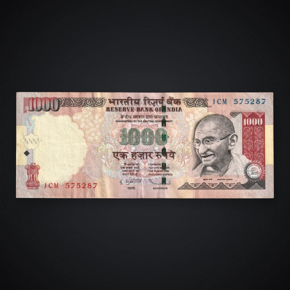 Rare 1000 Rupees 2010 Mahatma Gandhi Series D Subbarao Demonetised Republic India Note # A489