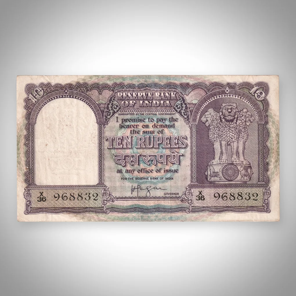 Rare 10 Rupees Boat Series Reserve Bank of India Republic India Note # A499