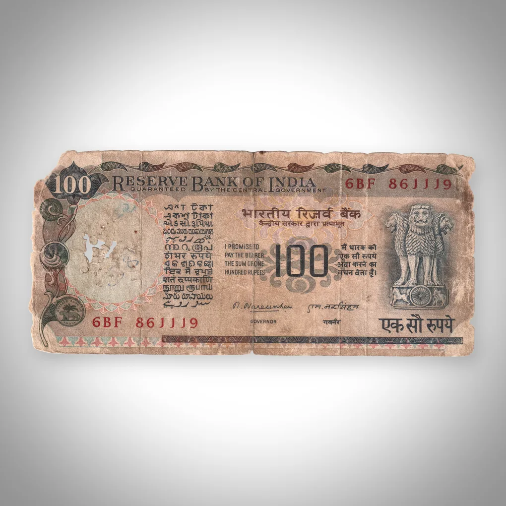 Extremely Rare 100 Rupees M. Narasimham Signature Agriculture Series Reserve Bank of India Note # A509