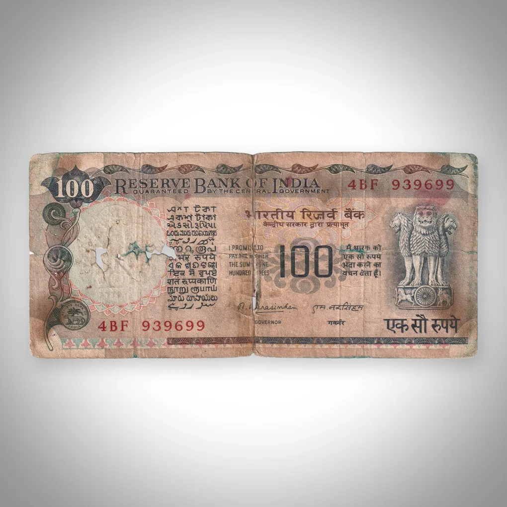 Extremely Rare 100 Rupees M Narasimham Signature Reserve Bank of India Republic India Tape Note # A510