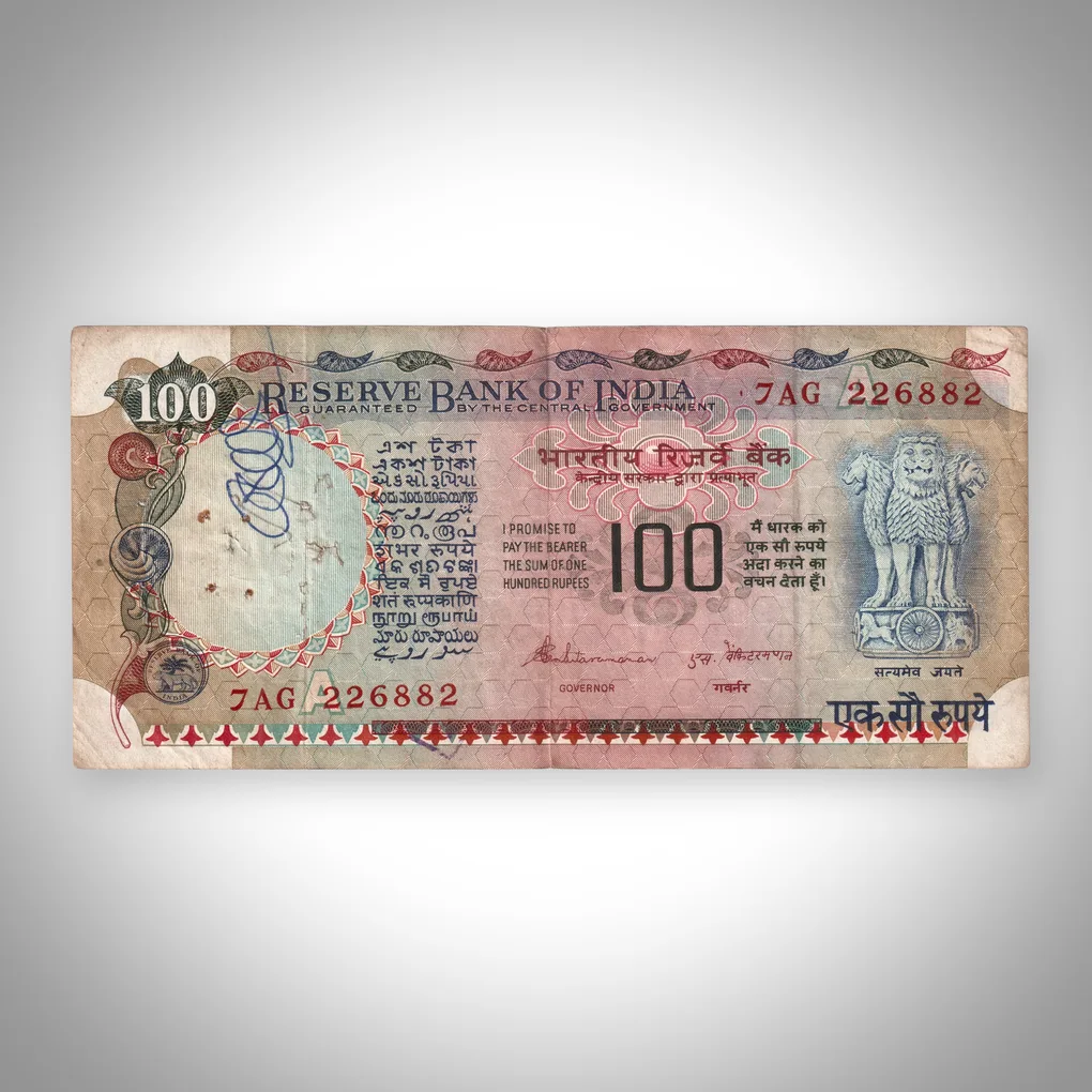 Rare 100 Rupees S Venkitaramanan Signed Agriculture Series Reserve Bank of India Republic India Note # A512