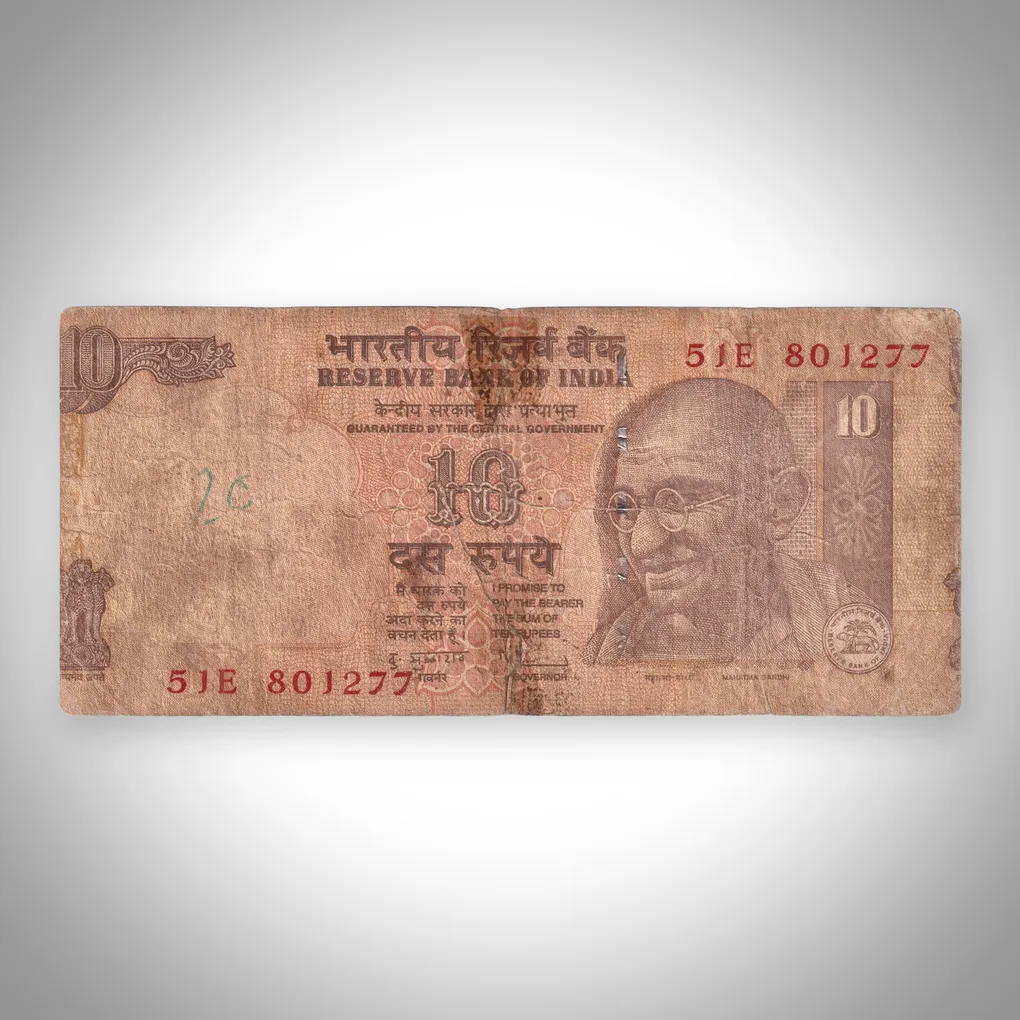 Shifting Error Rare 10 Rupees 2011 Mahatma Gandhi Series Reserve Bank of India Republic India Note # A519