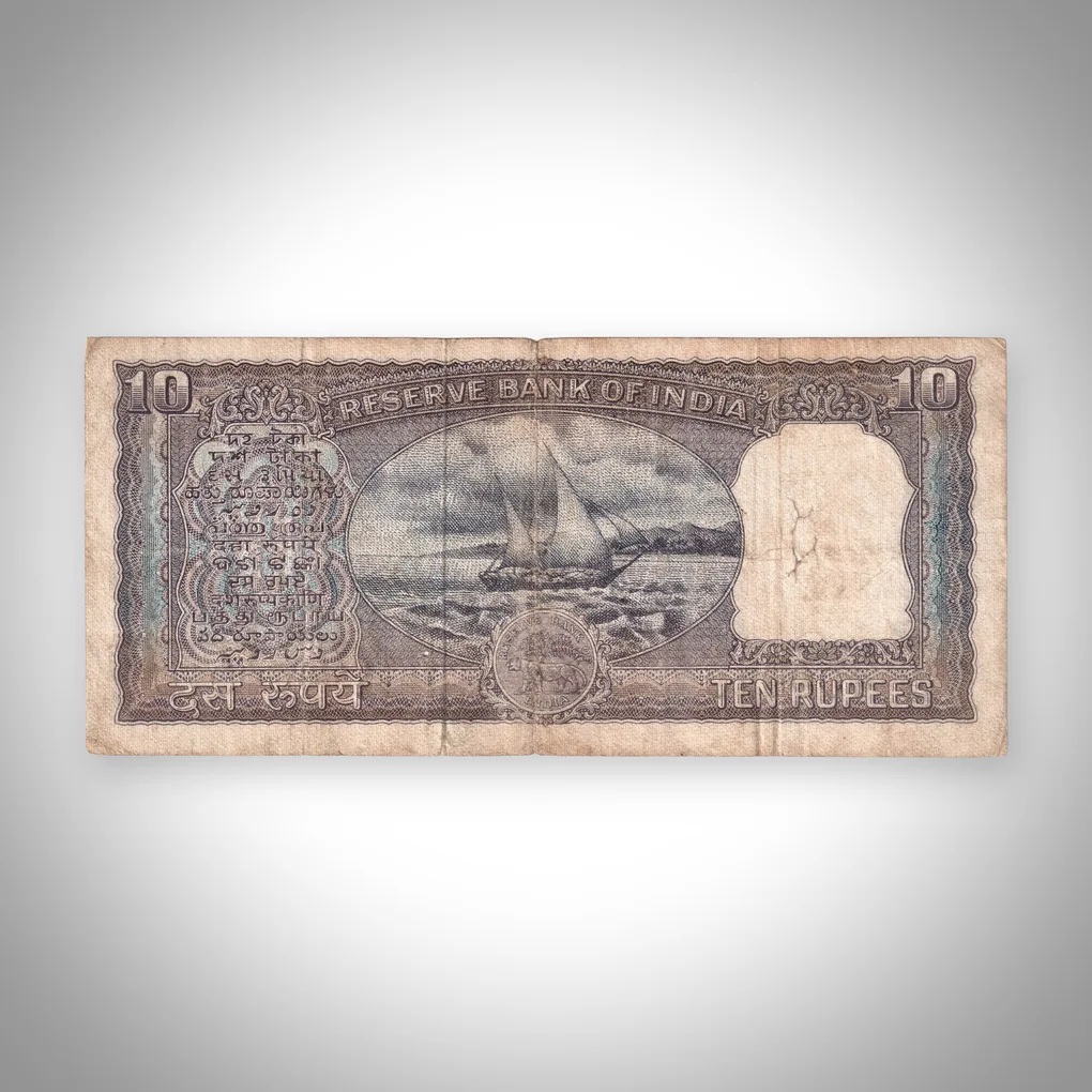 Rare 10 Rupees Boat Series R N Malhotra Signature Reserve Bank of India Republic India Note # A524