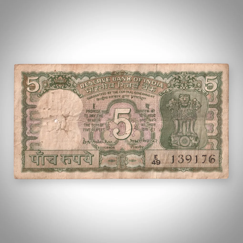 Rare 5 Rupees Gandhi Ji Reading book Birth Centenary Issue B N Adarkar Signature Republic India Note # A540