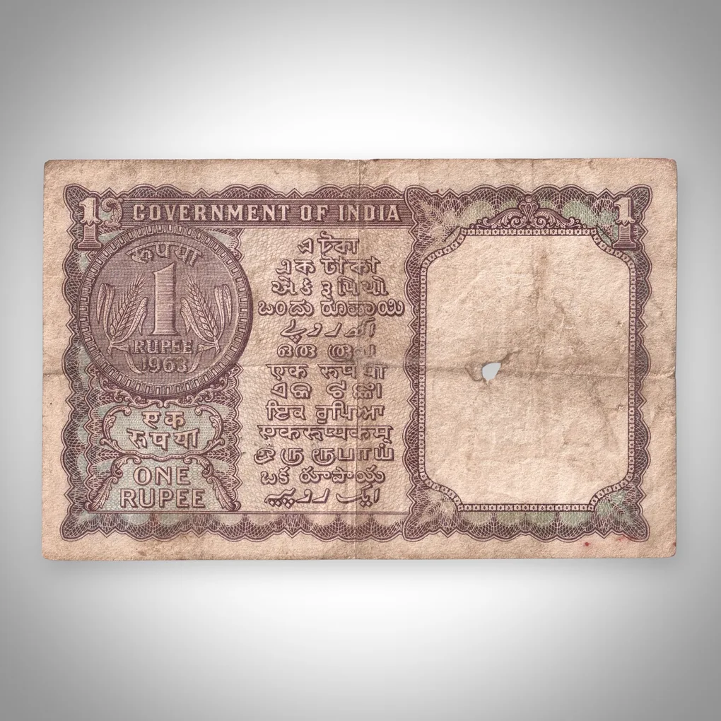 Rare 1 Rupee 1963 L K Jha Signature Government of India Republic India One Rupee Note # A541