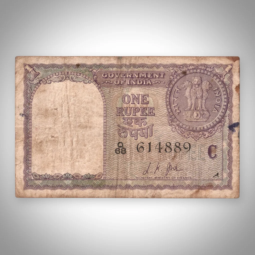 Rare 1 Rupee 1957 L K Jha Government of India Republic India Note # A543