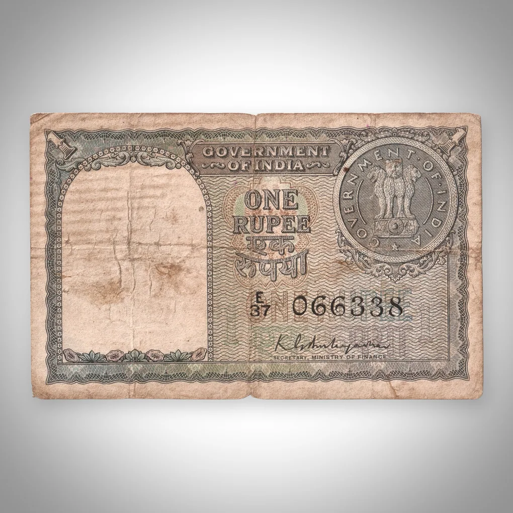 Rare Green Color 1 Rupee 1951 Government of India KG Ambegaonkar Signature Republic India Note # A544