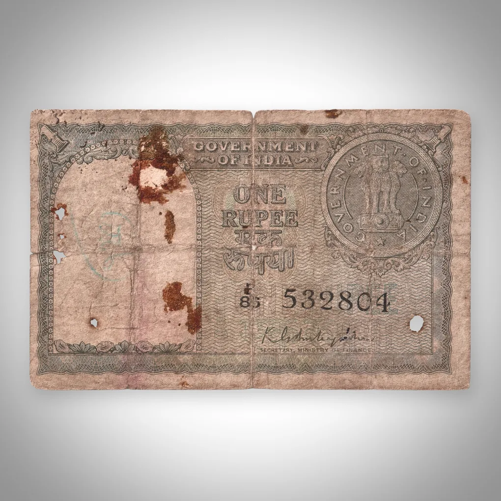 Rare Green Color 1 Rupee 1951 Government of India KG Ambegaonkar Signature Republic India Note # A545