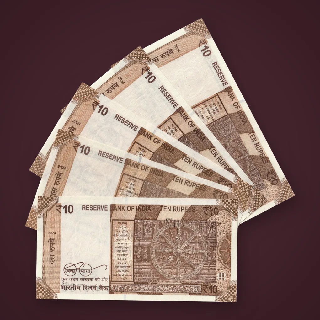 Rare 10 Rupee 2024-2025 Set of 5 Fancy Number 786 Ending Mahatma Gandhi New Series Republic India Note # A550