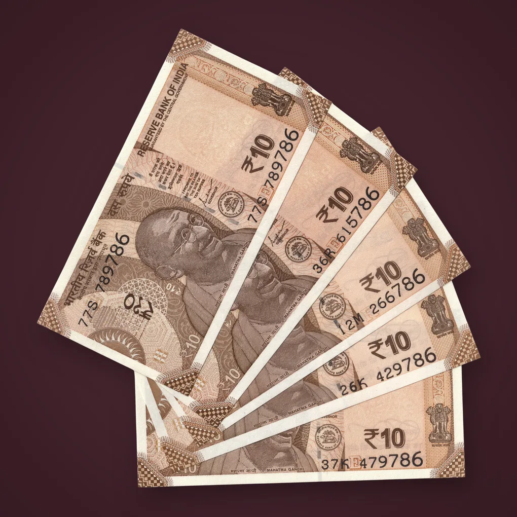 Rare 10 Rupee 2024-2025 Set of 5 Fancy Number 786 Ending Mahatma Gandhi New Series Republic India Note # A550