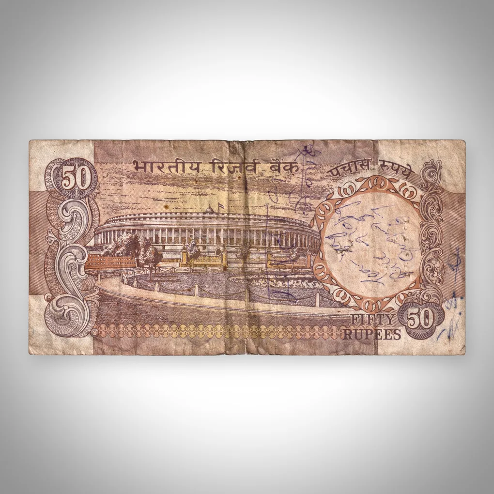 Rare 50 Rupees R N Malhotra Signature Parliament House Republic India Reserve Bank of India Note # A560