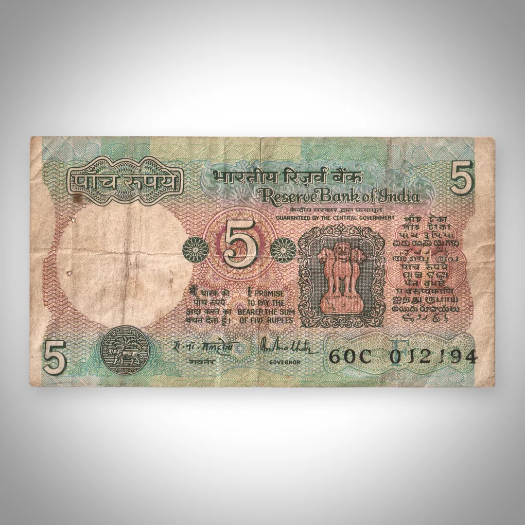 Famous Tractor Issue Rare 5 Rupees R N Malhotra Signature Reserve Bank of India Republic India Note # A562