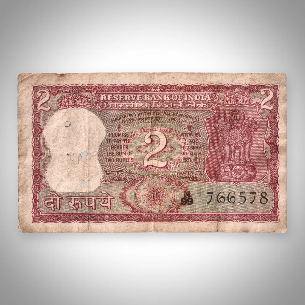 Rare 2 Rupees Tiger Series Note Signed by Dr Manmohan Singh Reserve Bank of India Republic India Note # A565