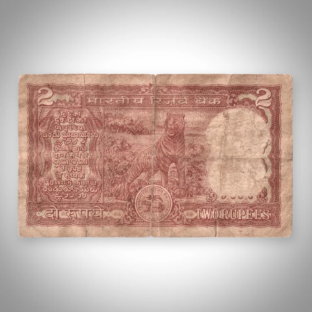 Rare 2 Rupees Tiger Series Sign By S Venkatraman Reserve Bank of India Republic India Note # A566