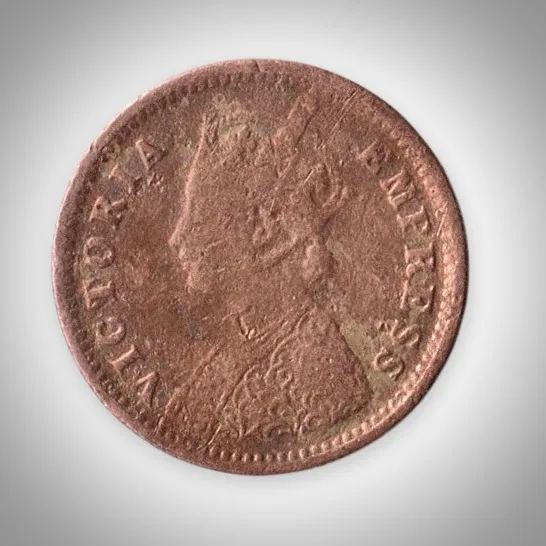 Rare 1/12 Anna 1889 Queen Victoria Empress Bombay Mint British India Copper Coin # A590