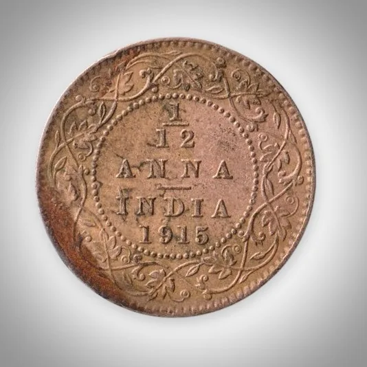 Rare 1/12 Anna 1915 King George V Calcutta Mint British India Coin # A601