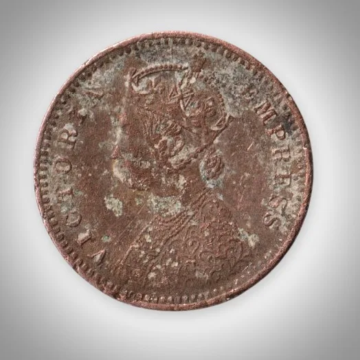 Rare 1/12 Anna 1897 Queen Victoria Empress Calcutta Mint British India Copper Coin # A604