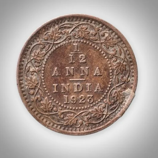 Rare 1/12 Anna 1923 King George V Calcutta Mint British India Coin # A608