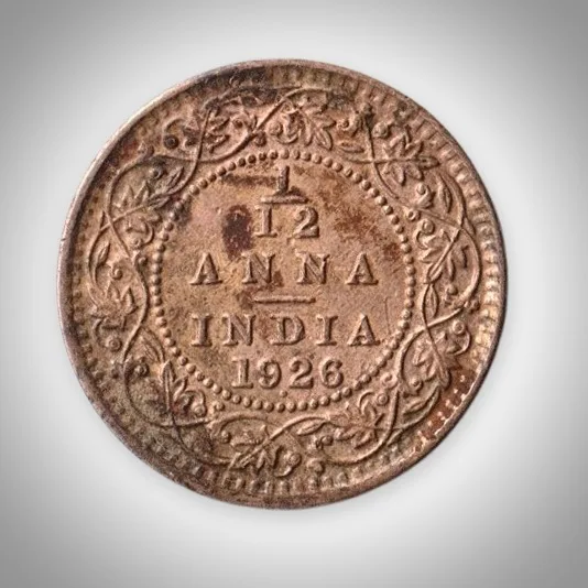 Rare 1/12 Anna 1926 King George V Bombay Mint British India Coin # A611