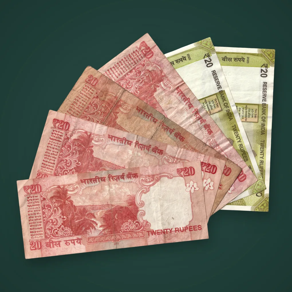 6 Different Signature Note Set of 20 Rupees Mahatma Gandhi Old and New Series Republic India # A619