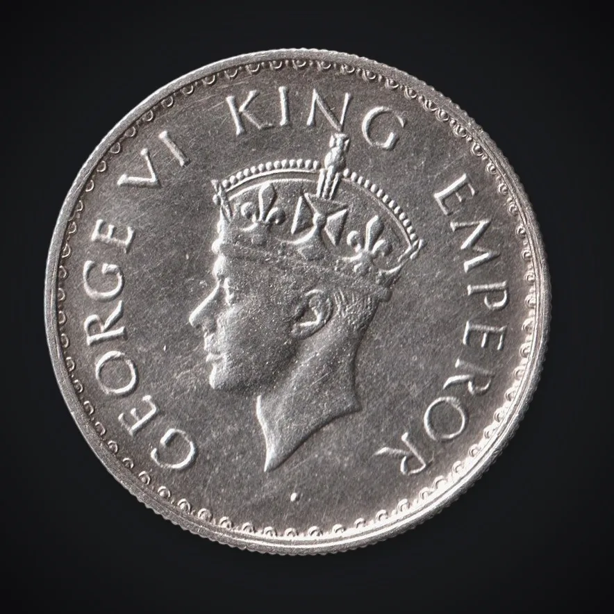 Extremely Rare 1 Rupee 1938 King George VI Calcutta Mint British India Silver Coin # A623