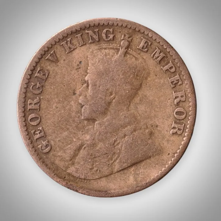 Rare One Quarter Anna 1918 King George V Calcutta Mint British India Coin # A627