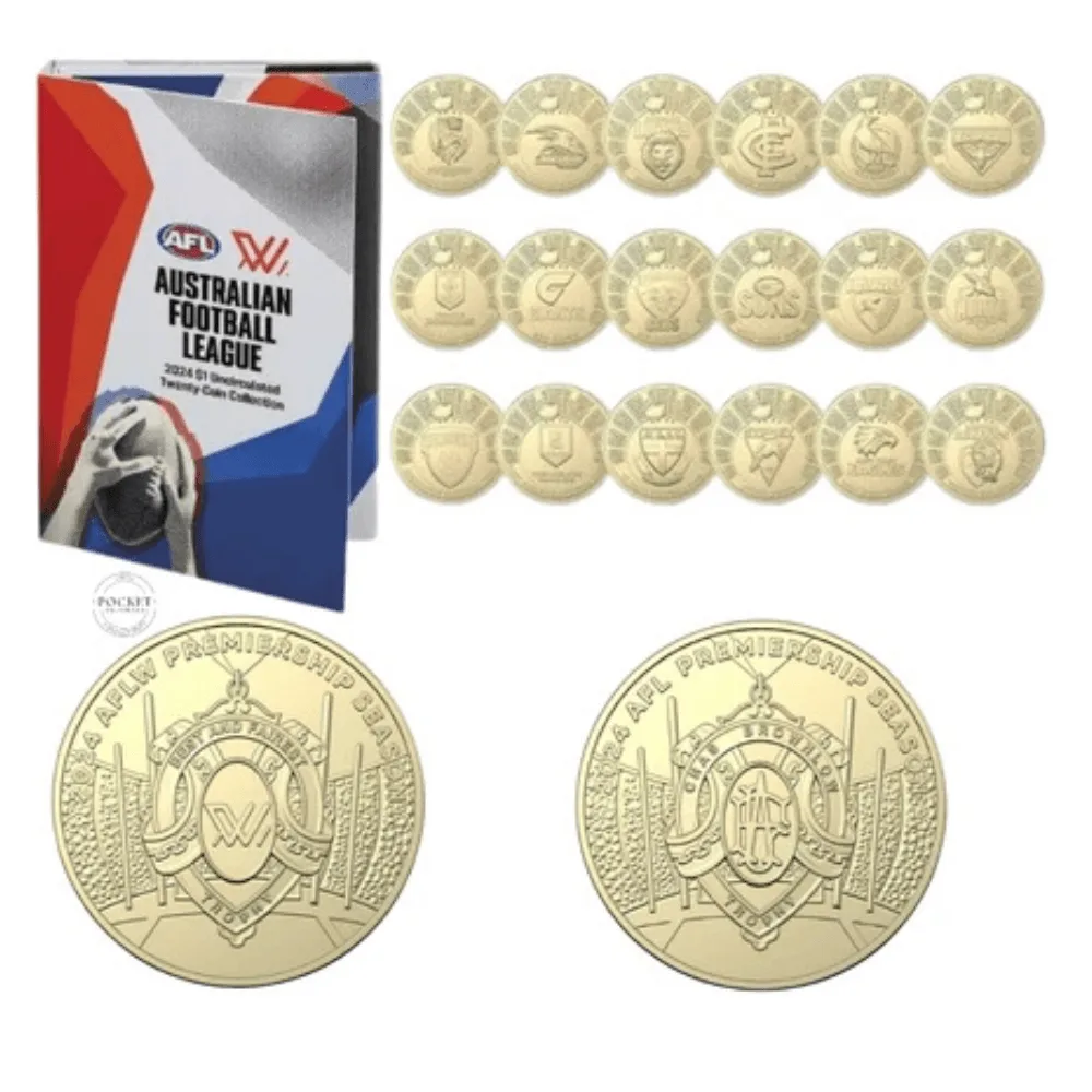 1 Dollar's 2024 Australian Football League (AFL) 20 Coin Set with Folder