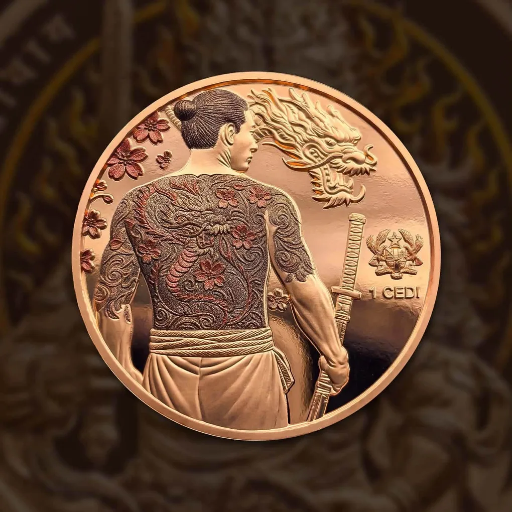 The Republic of Ghana Tattoo 1 Ghana Sadi Proof Coin Limited Mintage 500 Only Issued Unique and Rare