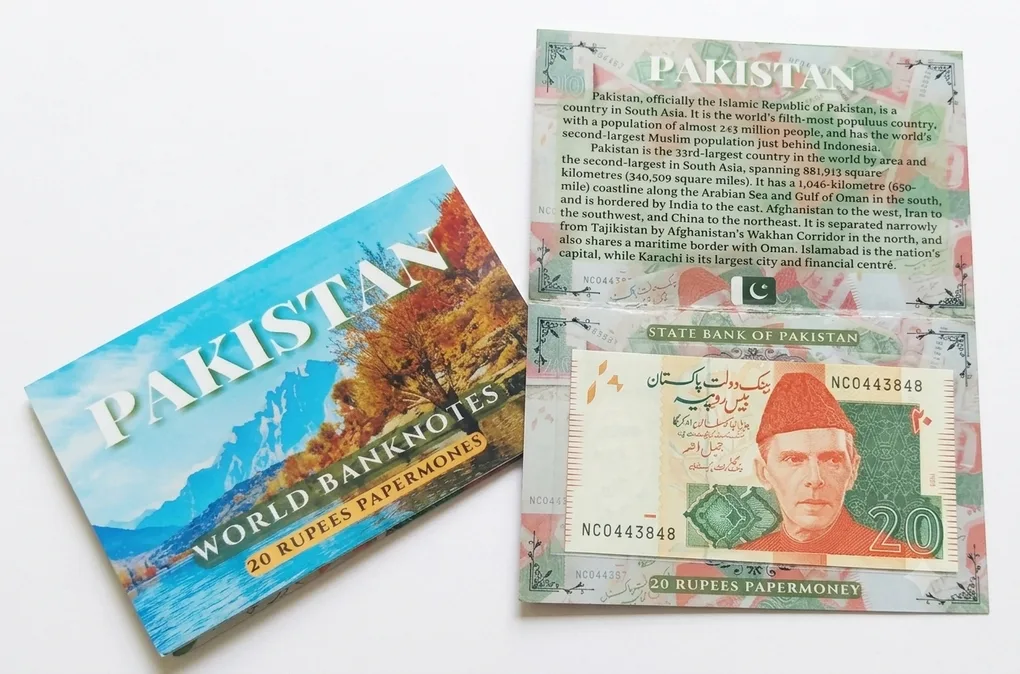 Pakistan 20 Rupees UNC Note With Beautiful Folder