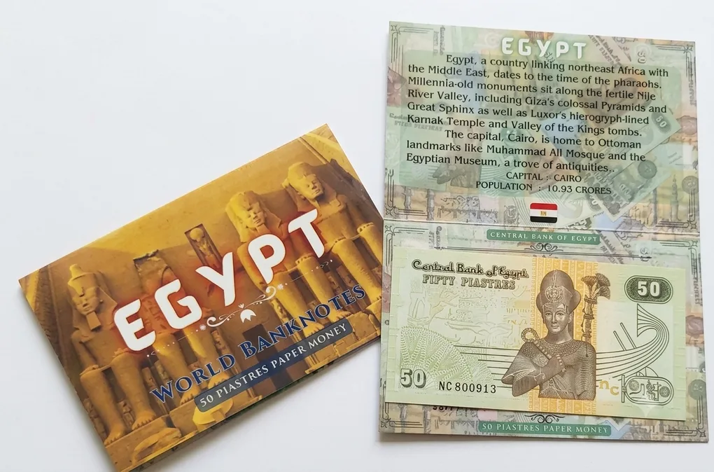Egypt 50 Piastres UNC Note with Beautiful Folder