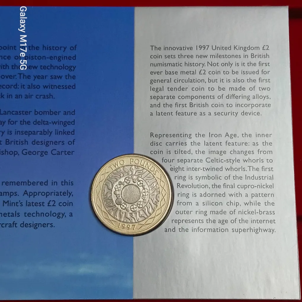 Ex Rare Two Pounds Proof Coin issued Royal Mint "Flights of Genius" Concord Aviation Year 1997 United Kingdom £2 coin