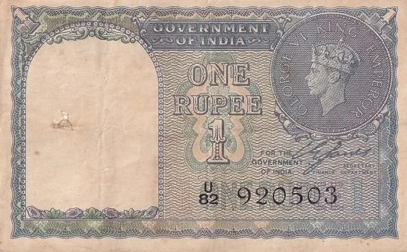 One Rupee 1940 Very Fine Condition Note of King George VI British India #5