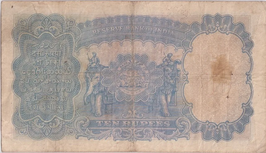 British India 10 Rupees J B Taylor Sign 1938 Old Note Rare #4