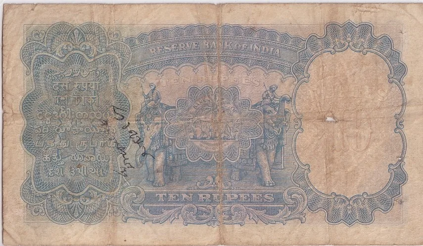 British India 10 Rupees J B Taylor Sign 1938 Old Note Rare #5