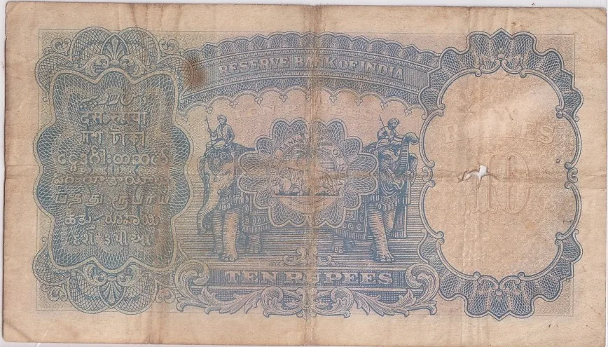 British India 10 Rupees J B Taylor Sign 1938 Old Note Rare #8