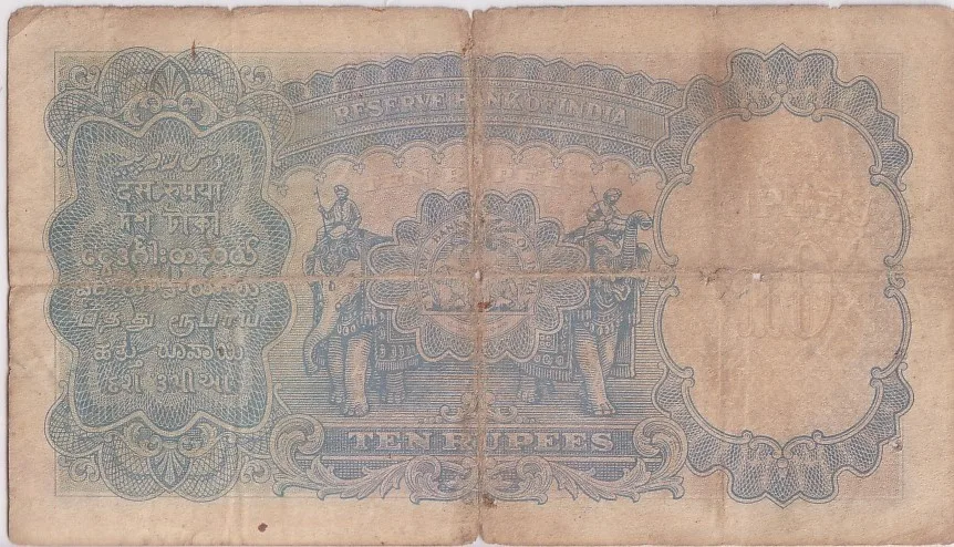 British India 10 Rupees J B Taylor Sign 1938 Old Note Rare #10